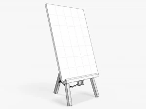 Wooden easel with painting 01 3D Model