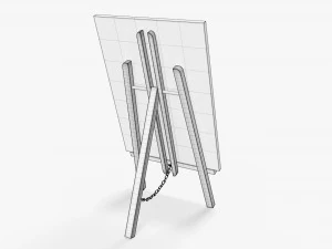 Wooden easel with painting 01 3D Model