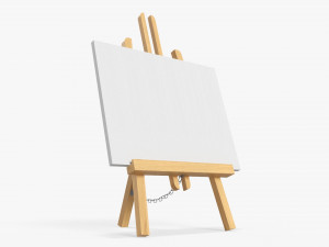 Wooden easel with painting 02 3D Model
