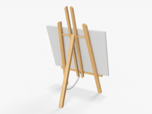Wooden easel with painting 02 3D 모델