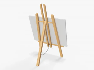 Wooden easel with painting 02 3D Model