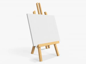 Wooden easel with painting 02 3D Model