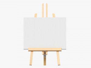 Wooden easel with painting 02 3D 모델