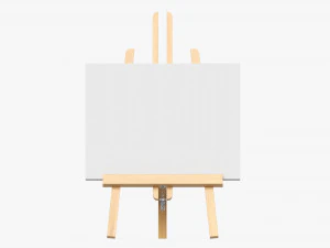 Wooden easel with painting 02 3D Model