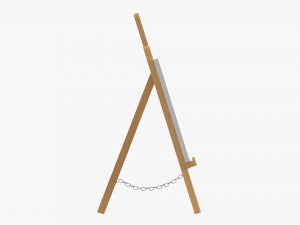 Wooden easel with painting 02 3D 모델