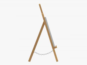 Wooden easel with painting 02 3D Model