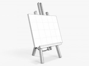 Wooden easel with painting 02 3D 모델