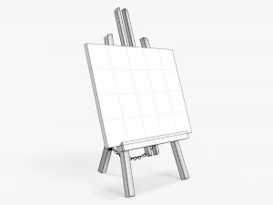 Wooden easel with painting 02 3D Model