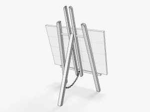 Wooden easel with painting 02 3D Model