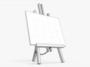 Wooden easel with painting 02 3D Model