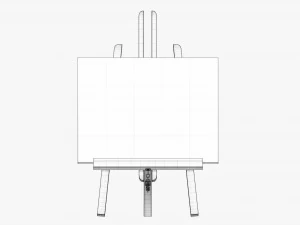 Wooden easel with painting 02 3D Model