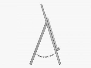 Wooden easel with painting 02 3D 모델