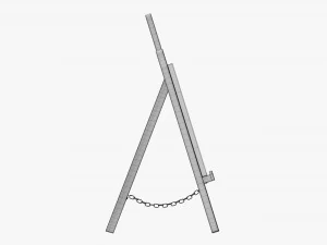 Wooden easel with painting 02 3D Model