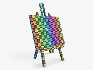 Wooden easel with painting 02 3D Model