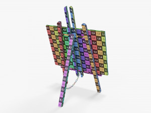 Wooden easel with painting 02 3D 모델