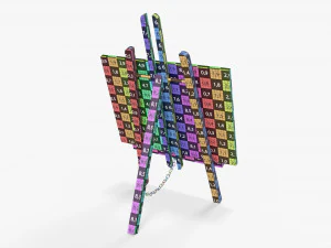 Wooden easel with painting 02 3D Model