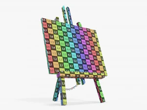 Wooden easel with painting 02 3D Model