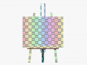 Wooden easel with painting 02 3D Model