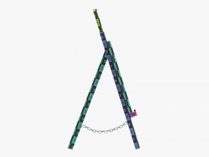 Wooden easel with painting 02 3D 모델