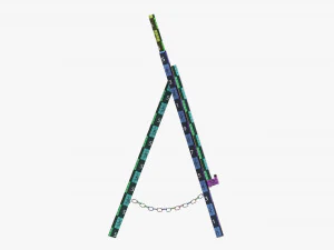 Wooden easel with painting 02 3D Model