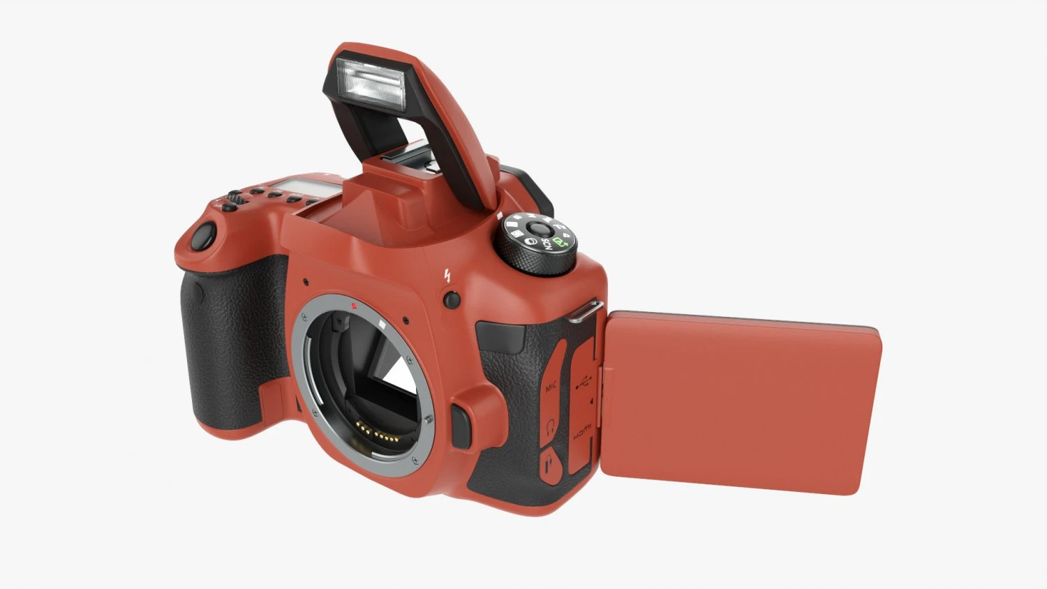 DSLR camera body open orange 3D Model .c4d .max .obj .3ds .fbx .stl .blend