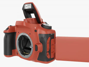 DSLR camera body open orange 3D Model