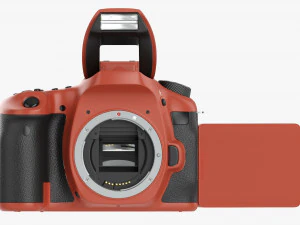 DSLR camera body open orange 3D Model