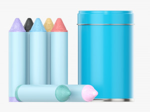 Large crayons in metal tube box 3D 모델