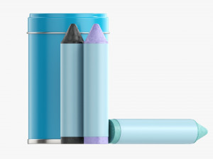 Large crayons in metal tube box 3D 모델