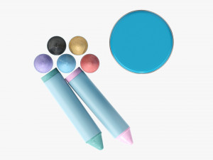 Large crayons in metal tube box 3D 모델