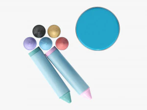 Large crayons in metal tube box 3D Model