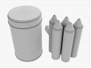 Large crayons in metal tube box 3D Model