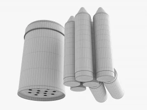 Large crayons in metal tube box 3D Model
