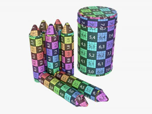 Large crayons in metal tube box 3D Model