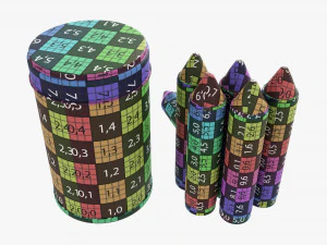 Large crayons in metal tube box 3D Model