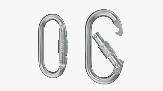 Oval shape climbing carabiners 3D 모델 .c4d .max .obj .3ds .fbx .stl .blend 