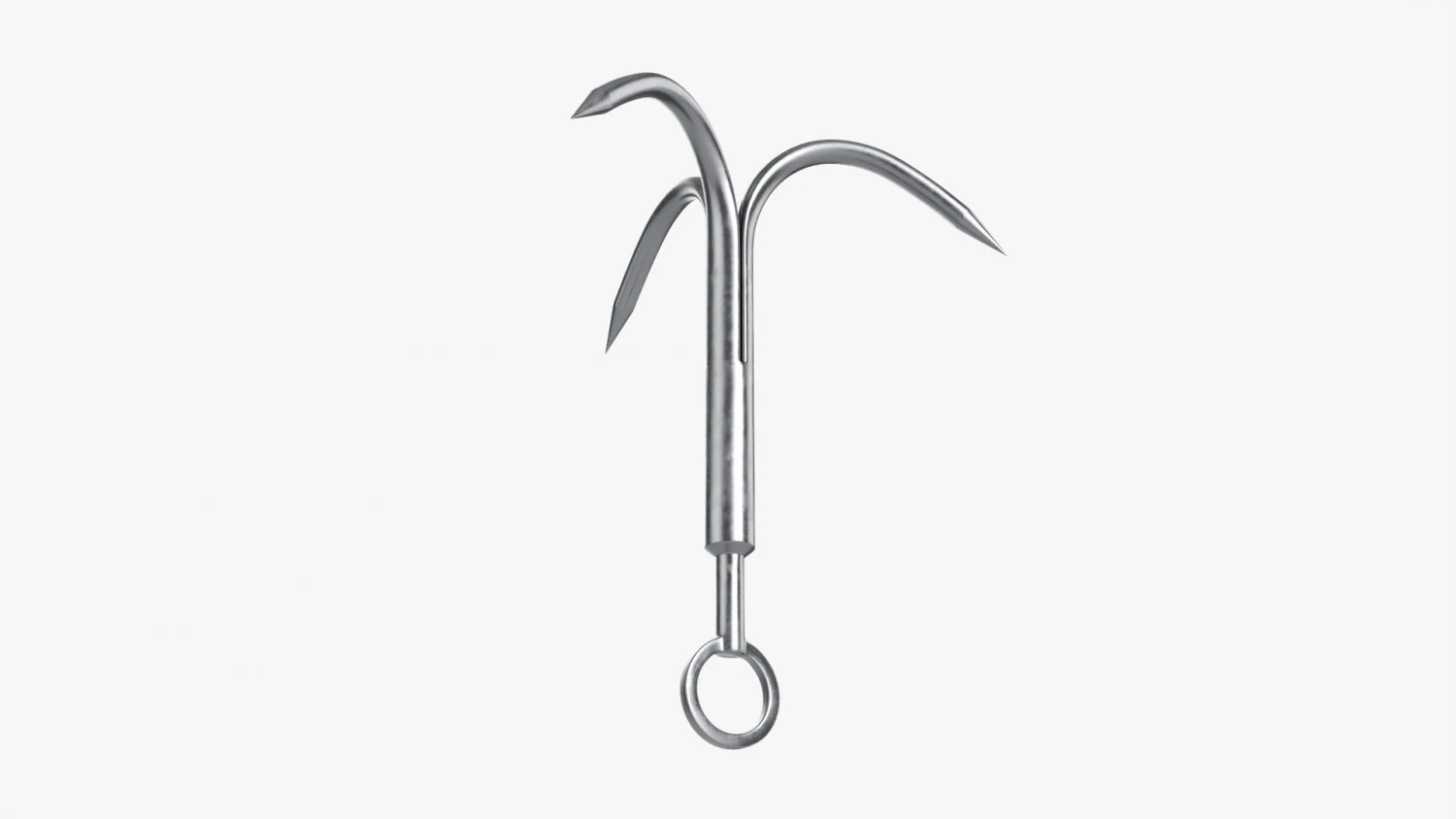 Stainless steel grappling hook 3D Model .c4d .max .obj .3ds .fbx .stl .blend 