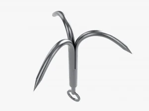 Stainless steel grappling hook 3D Model