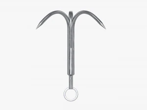 Stainless steel grappling hook 3D Model