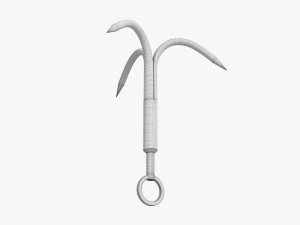 Stainless steel grappling hook 3D Model
