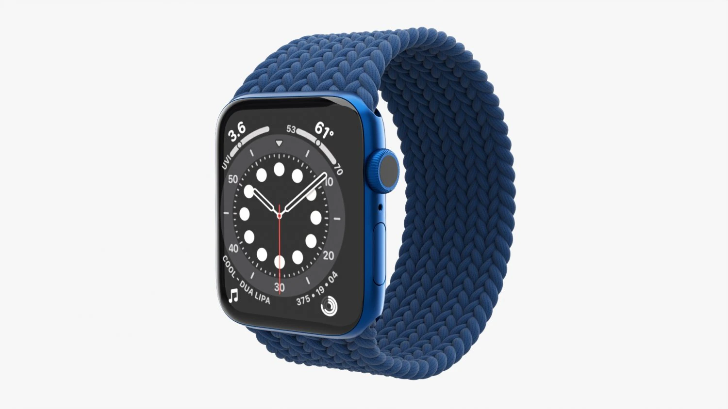 Apple Watch Series 6 Braided Solo Loop Blue 3D Model .c4d .max .obj .3ds .fbx .stl .blend 