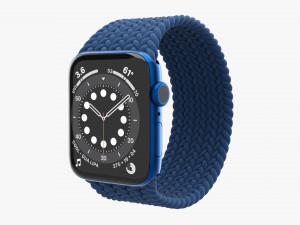 Apple Watch Series 6 Braided Solo Loop Blue 3D Model