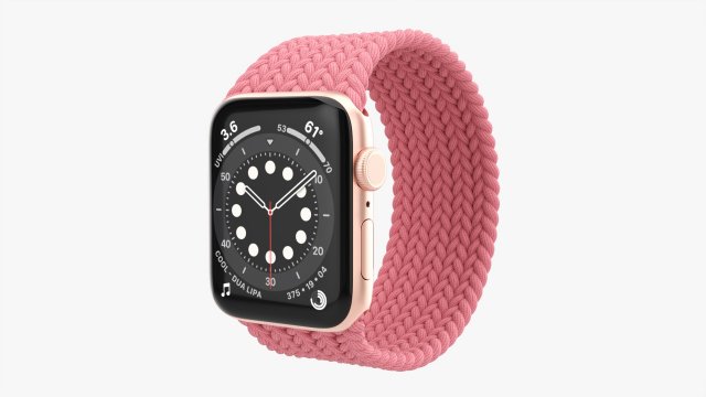 Apple Watch Series 6 Braided Solo Loop Gold 3D Model .c4d .max .obj .3ds .fbx .stl .blend 