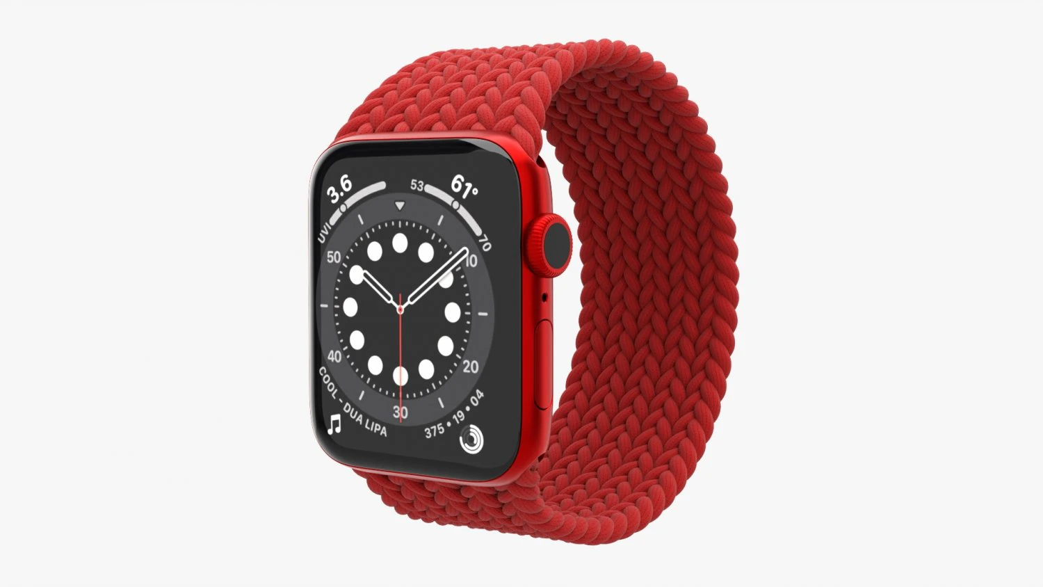 Apple Watch Series 6 Solo Loop intrecciato rosso Modello 3D .c4d .max .obj .3ds .fbx .stl .blend