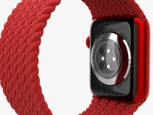 Apple Watch Series 6 Solo Loop intrecciato rosso Modello 3D