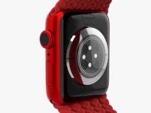 Apple Watch Series 6 Solo Loop intrecciato rosso Modello 3D