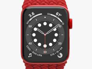Apple Watch Series 6 Solo Loop intrecciato rosso Modello 3D