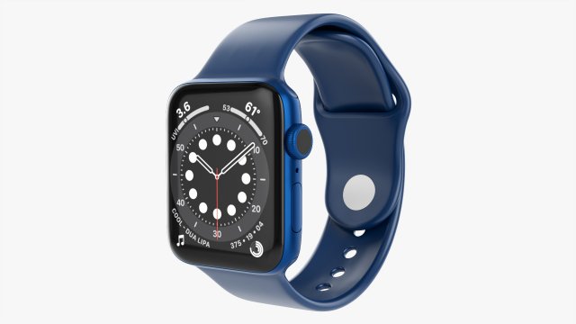 Apple Watch Series 6 Silicone Loop Blue 3D-Modell .c4d .max .obj .3ds .fbx .stl .blend 