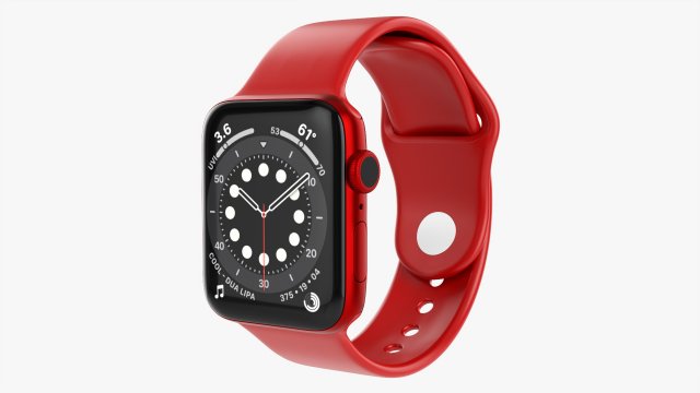 Apple Watch Series 6 Silicone Loop Red Model 3D .c4d .max .obj .3ds .fbx .stl .blend 