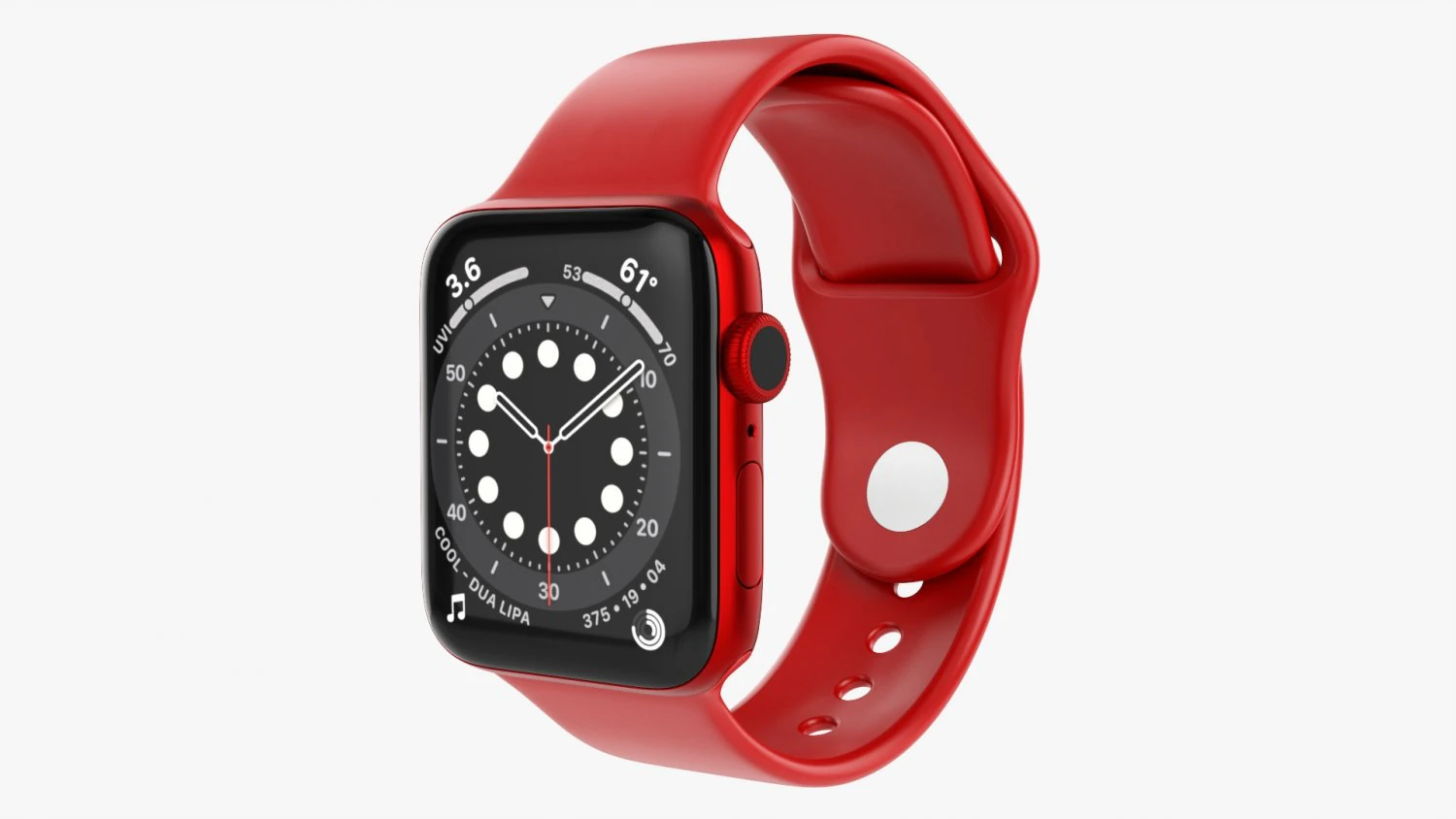 Apple Watch Series 6 Silicone Loop Red 3D Model .c4d .max .obj .3ds .fbx .stl .blend 